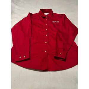 Redbox Logo Womens Red Button-Up Shirt By Tri-Mountain Size L